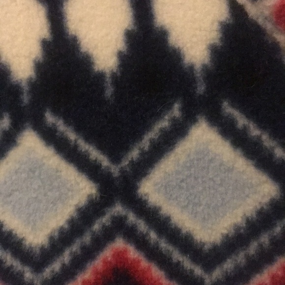 Talbots Navy Fleece zip-up with red pattern - Picture 5 of 5